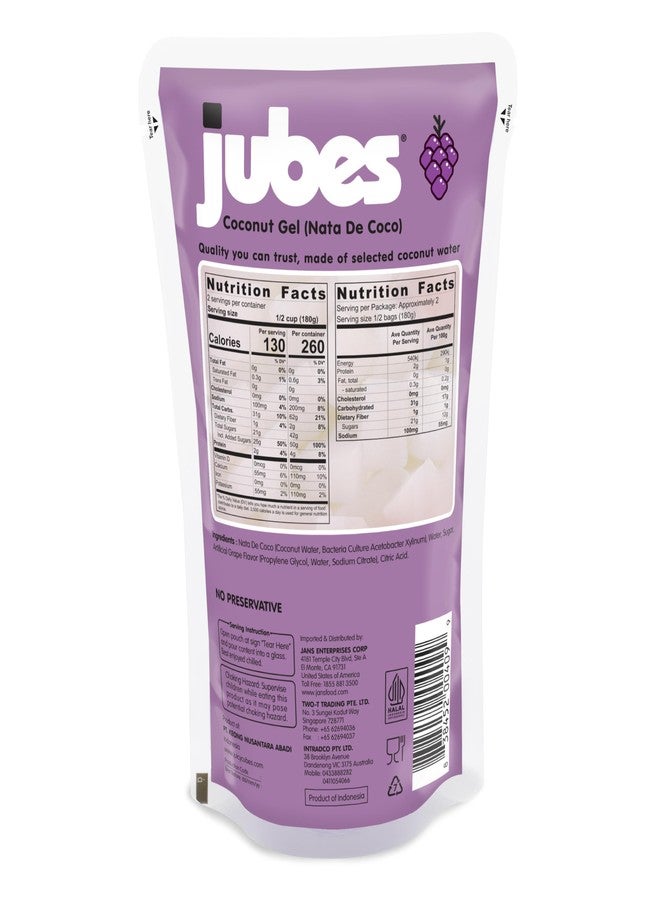 Jubes Grape Nata De Coco Jelly Cubes (12.7 oz, Pack of 6) - Grape Coconut Jelly Cubes for Sago - Coconut Gel in Syrup Toppings for Fruit Tea, Boba, Bubble Tea, Drinks, Desserts Yogurt, Ice Cream, Beverage - Image 3